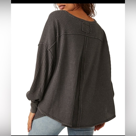 Free People We The Free Coraline Thermal in Washed Black - Picture 2 of 2